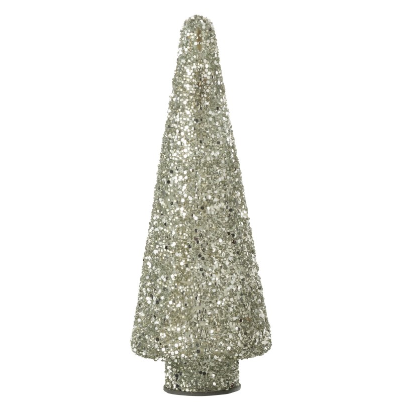 Albero di Natale decorativo in vetro argento 12x12x32 cm