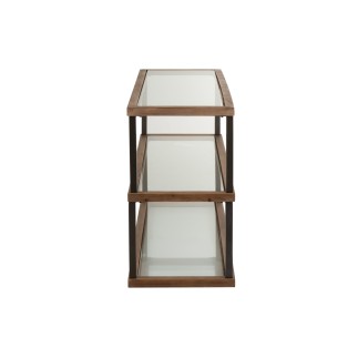 Consolle a 3 livelli in vetro e legno marrone 132*46*79cm