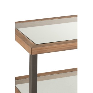 Console de 3 niveaux en verre et bois marron 132*46*79cm