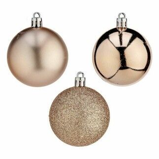 Set de Bolas de Navidad Champagne Plástico Ø 6 cm (12 Unidades)