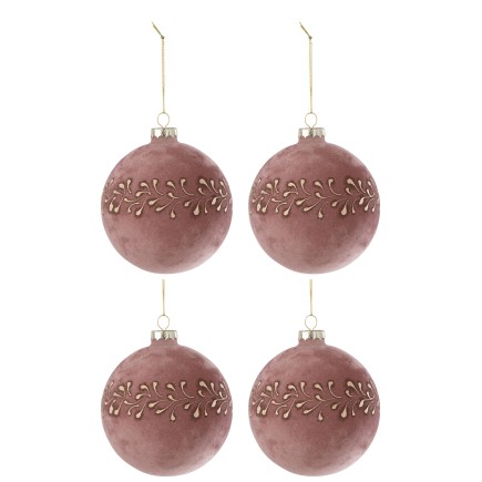 Boite de 4boules de Noël en verre rose 10x10x10 cm