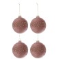 Boite de 4 boules de Noël en verre rose 10x10x10 cm Boite de 4 boules de Noël en verre rose 10x10x10 cm
