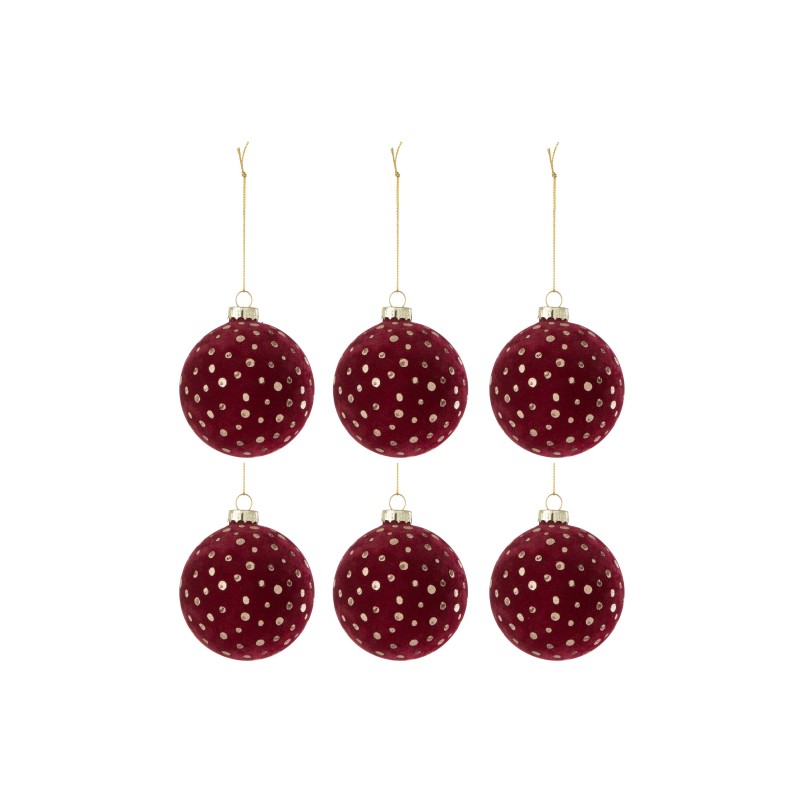 Boite de 6boules de Noël en verre Bordeaux 8x8x8 cm
