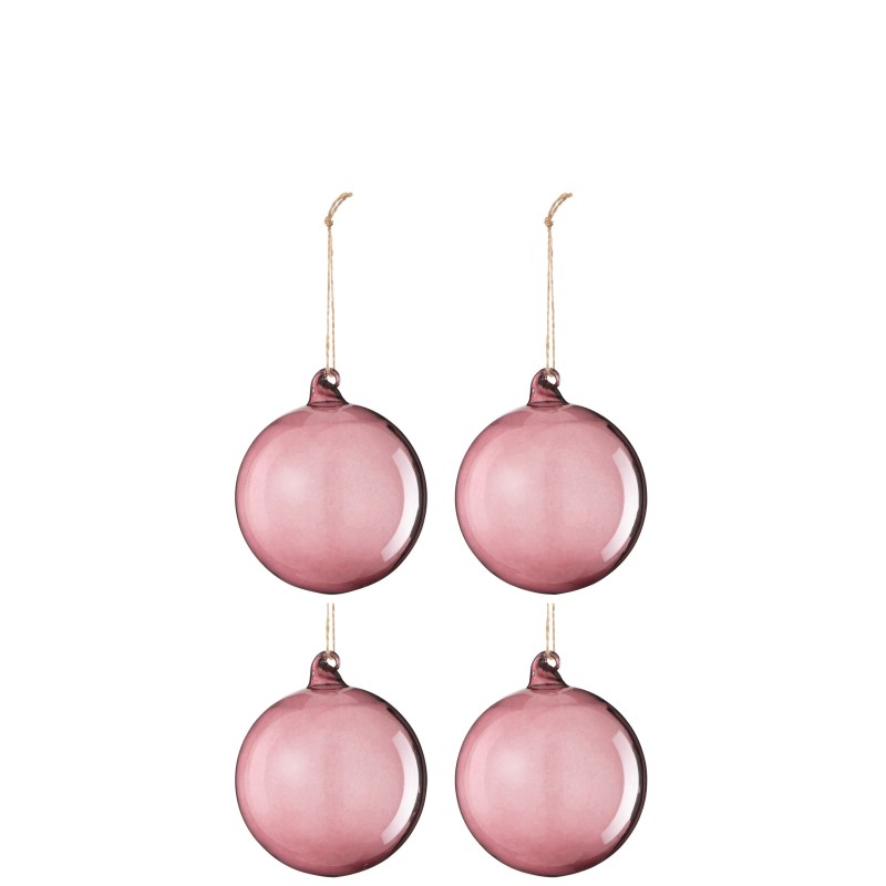Boite de 6boules de Noël en verre mauve 10x10x10 cm