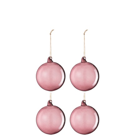 Boite de 6boules de Noël en verre mauve 10x10x10 cm