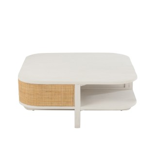 Table basse avec rangements gamme milo en bois blanc 85x85x36 cm