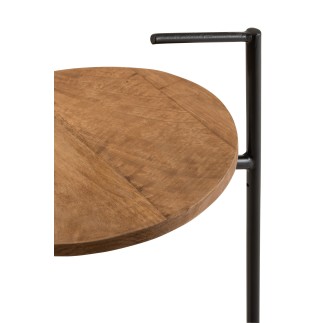 Mesa auxiliar de madera - metal negro - natural 39x42x64 cm