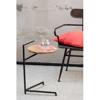 Mesa auxiliar de madera - metal negro - natural 39x42x64 cm