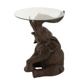 Table pied éléphant en résine marron 50.5x48x63 cm
