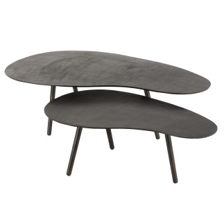 Table de salon goutte en aluminium noir 119x71.5x36 cm