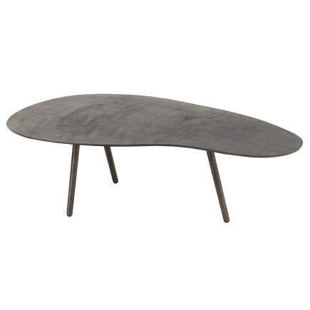 Table de salon goutte en aluminium noir 119x71.5x36 cm