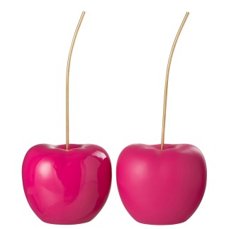 Set de 2 cerises brillant et mat en résine rose 24.5x21.5x54.5 cm