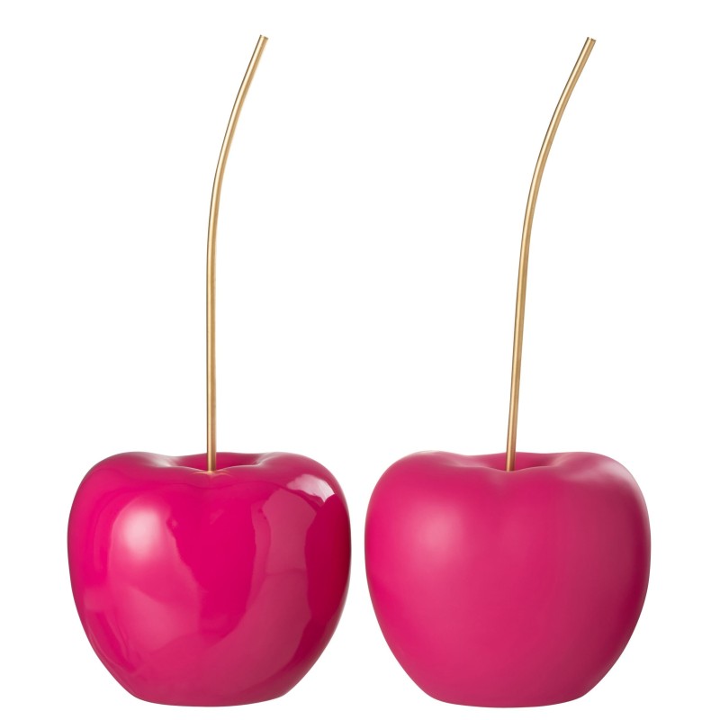 Set de 2 cerises brillant et mat en résine rose 24.5x21.5x54.5 cm