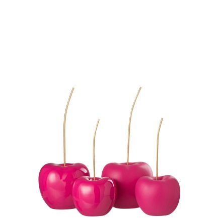Set de 2 cerises brillant et mat en résine rose 24.5x21.5x54.5 cm