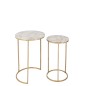 Set de 2 tables gigognes en pierre blanc et or 35.5x35.5x61 cm Set de 2 tables gigognes en pierre blanc et or 35.5x35.5x61 cm