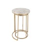Set de 2 tables gigognes en pierre blanc et or 35.5x35.5x61 cm Set de 2 tables gigognes en pierre blanc et or 35.5x35.5x61 cm