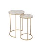 Set de 2 tables gigognes en pierre blanc et or 35.5x35.5x61 cm Set de 2 tables gigognes en pierre blanc et or 35.5x35.5x61 cm