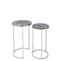 Set de 2 tables gigognes en pierre gris et or 35.5x35.5x61 cm Set de 2 tables gigognes en pierre gris et or 35.5x35.5x61 cm