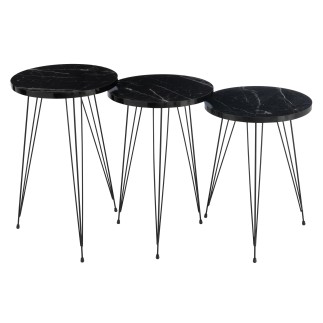 S/3 TABLES MDF/METAL NOIR
