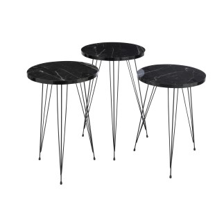 S/3 TABLES MDF/METAL NOIR