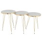 Set de 3 tables de salon en bois blanc et doré H48 à 56 cm Set de 3 tables de salon en bois blanc et doré H48 à 56 cm