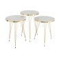 Conjunto de 3 mesas de salón en madera blanca y dorada H48 a 56 cm