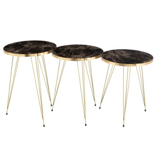 S/3 TABLES MDF/MET BLANC/NOIR