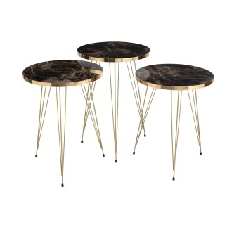 S/3 TABLES MDF/MET BLANC/NOIR