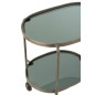 Carrito ovalado de 2 niveles de vidrio en metal gris 74x42x84cm Carrito ovalado de 2 niveles de vidrio en metal gris 74x42x84cm