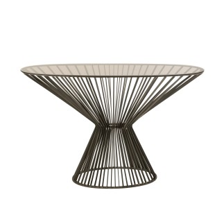 Console ovale en verre et métal gris 121x37x79 cm