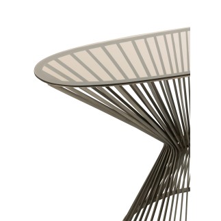 Console ovale en verre et métal gris 121x37x79 cm