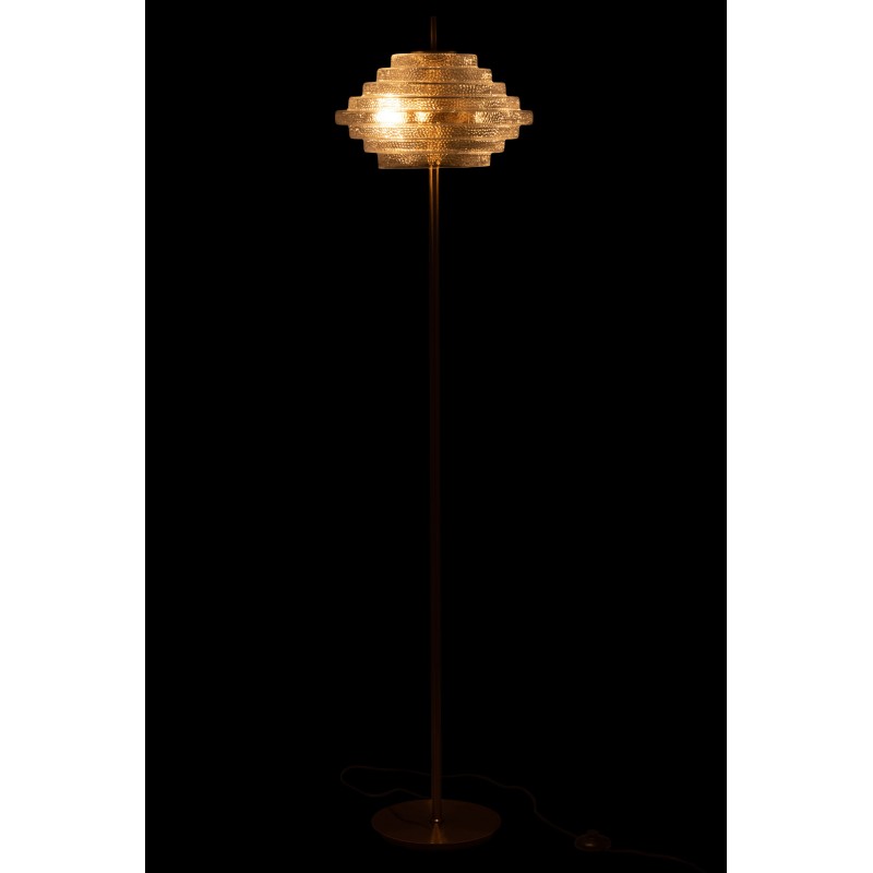Candeeiro de pé em vidro e metal dourado 36x36x154 cm