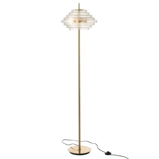 Candeeiro de pé em vidro e metal dourado 36x36x154 cm