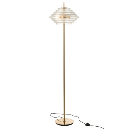Candeeiro de pé em vidro e metal dourado 36x36x154 cm