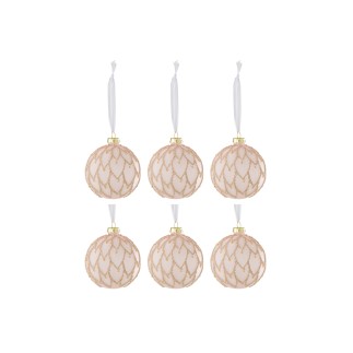 Boite de 6boules de Noël en verre rose 8x8x8 cm