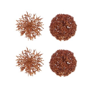 Boite de 4 boules de Noël en Plastique orange 10x10x10cm