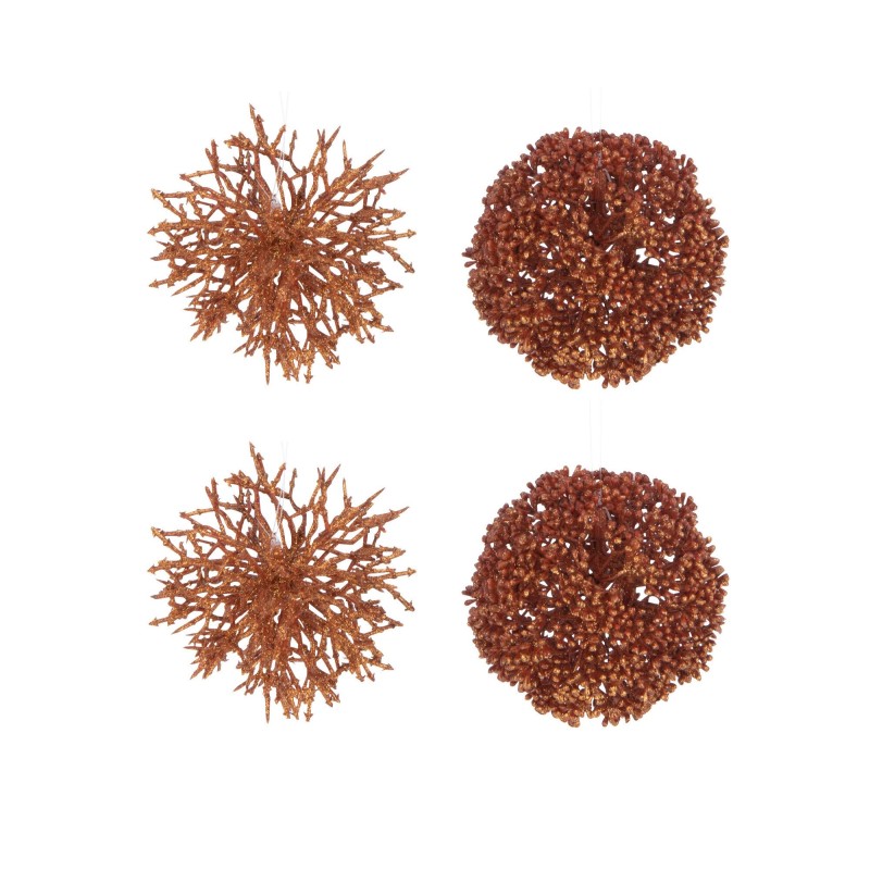 Boite de 4 boules de Noël en Plastique orange 10x10x10cm