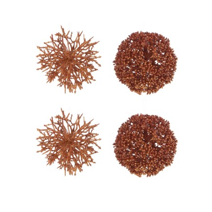Boite de 4 boules de Noël en Plastique orange 10x10x10cm