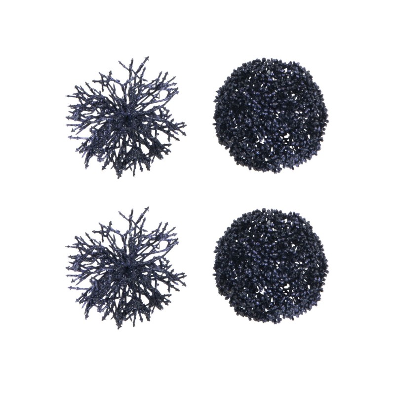 Boite de 4 boules de Noël en plastique bleu 10x10x10 cm