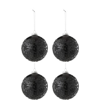 Boite de 4boules de Noël en verre noir 10x10x10 cm
