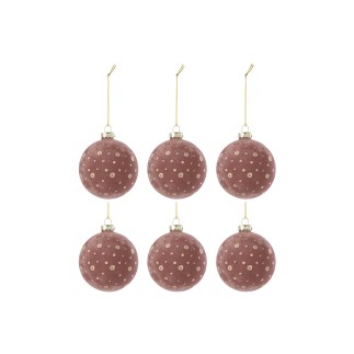 Boite de 6boules de Noël en verre rose 8x8x8 cm