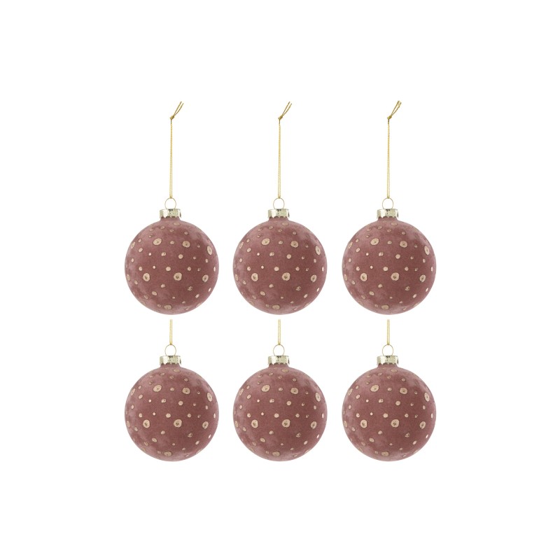 Boite de 6boules de Noël en verre rose 8x8x8 cm Boite de 6boules de Noël en verre rose 8x8x8 cm