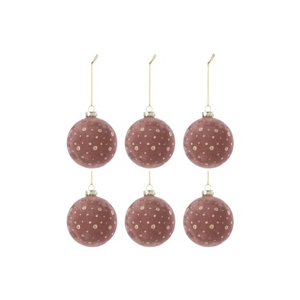 Boite de 6boules de Noël en verre rose 8x8x8 cm