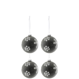 Boite de 4boules de Noël en verre noir 10x10x10 cm