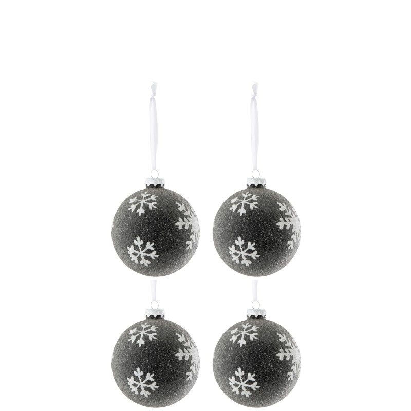 Boite de 4boules de Noël en verre noir 10x10x10 cm Boite de 4boules de Noël en verre noir 10x10x10 cm