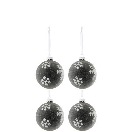Boite de 4boules de Noël en verre noir 10x10x10 cm