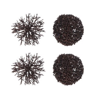 Boite de 4boules de Noël en plastique marron 10x10x10 cm