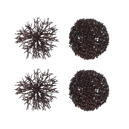 Boite de 4boules de Noël en plastique marron 10x10x10 cm