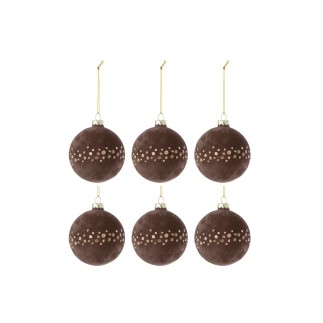 Boite de 6boules de Noël en verre marron 8x8x8 cm
