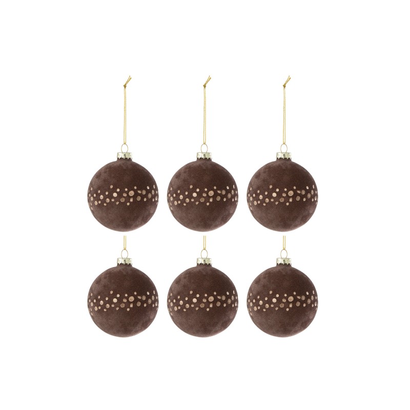 Boite de 6boules de Noël en verre marron 8x8x8 cm Boite de 6boules de Noël en verre marron 8x8x8 cm